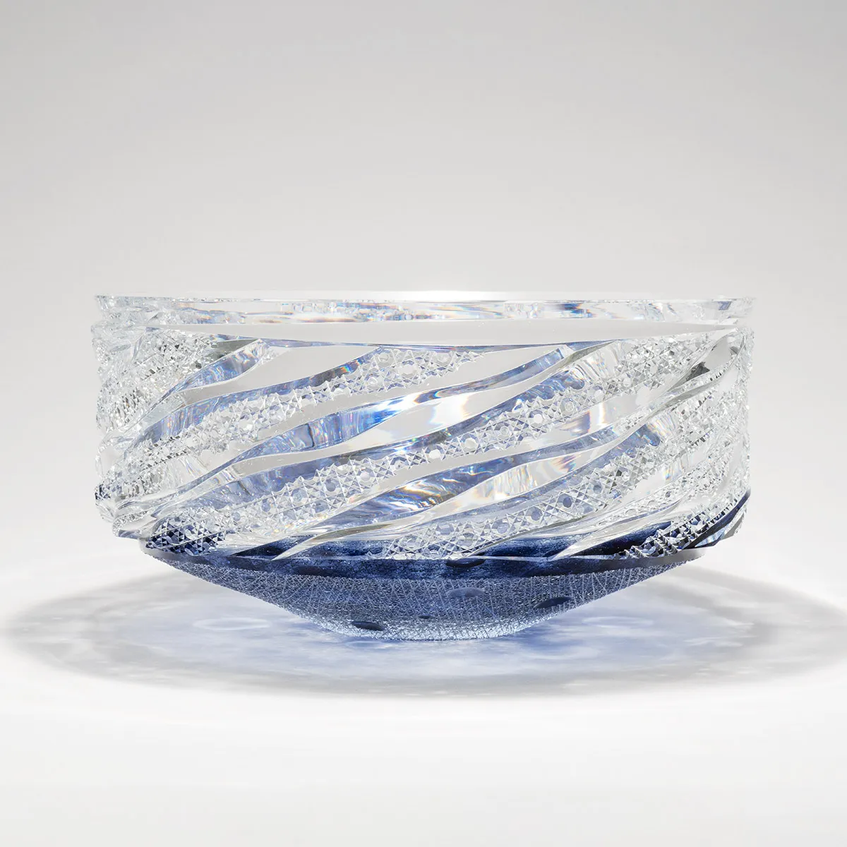 硝子切子鉢 「群青」