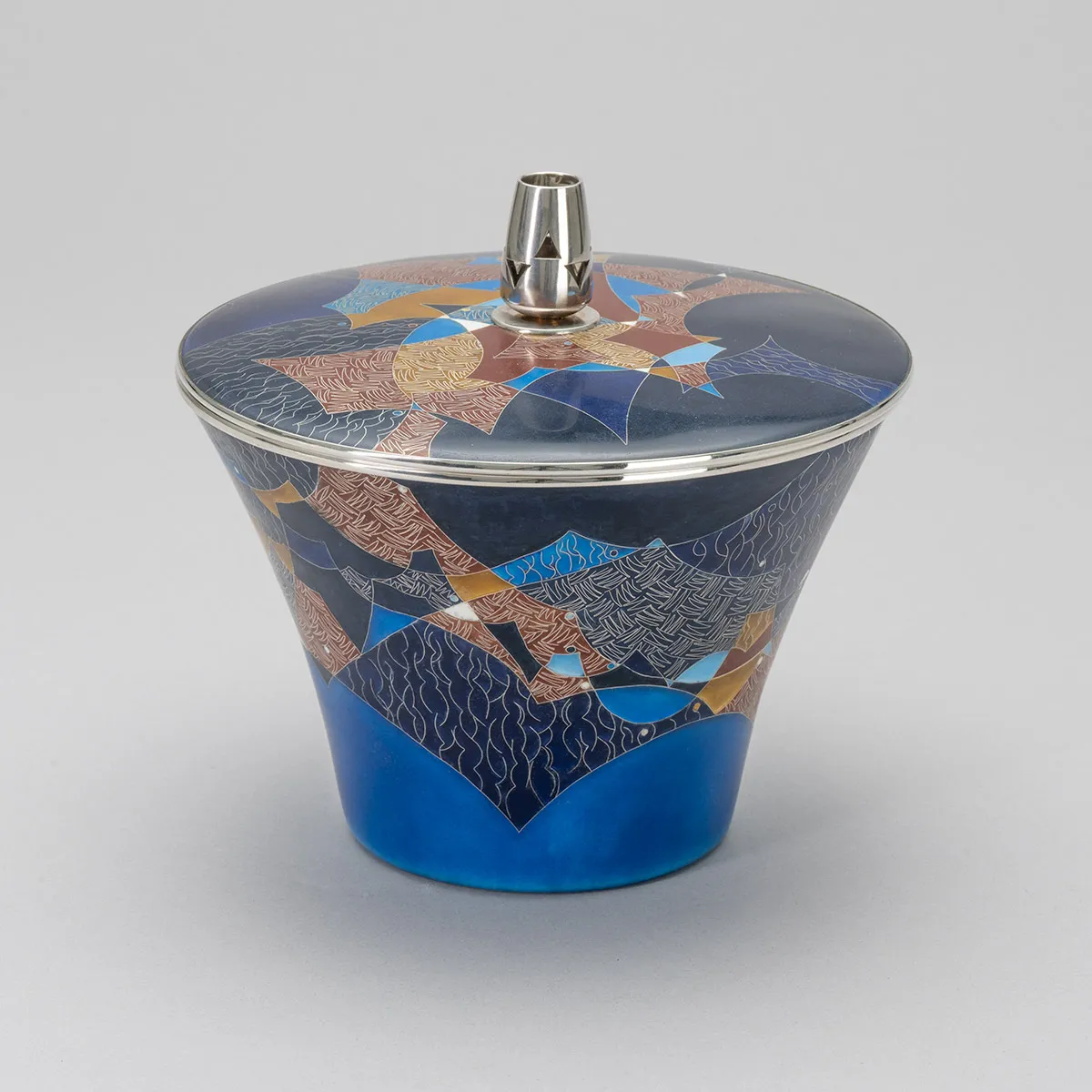 有線七宝水指「連景歌譜」