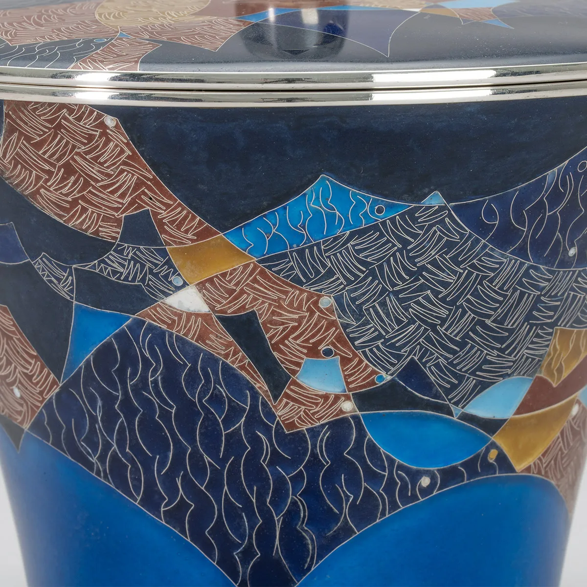 有線七宝水指「連景歌譜」