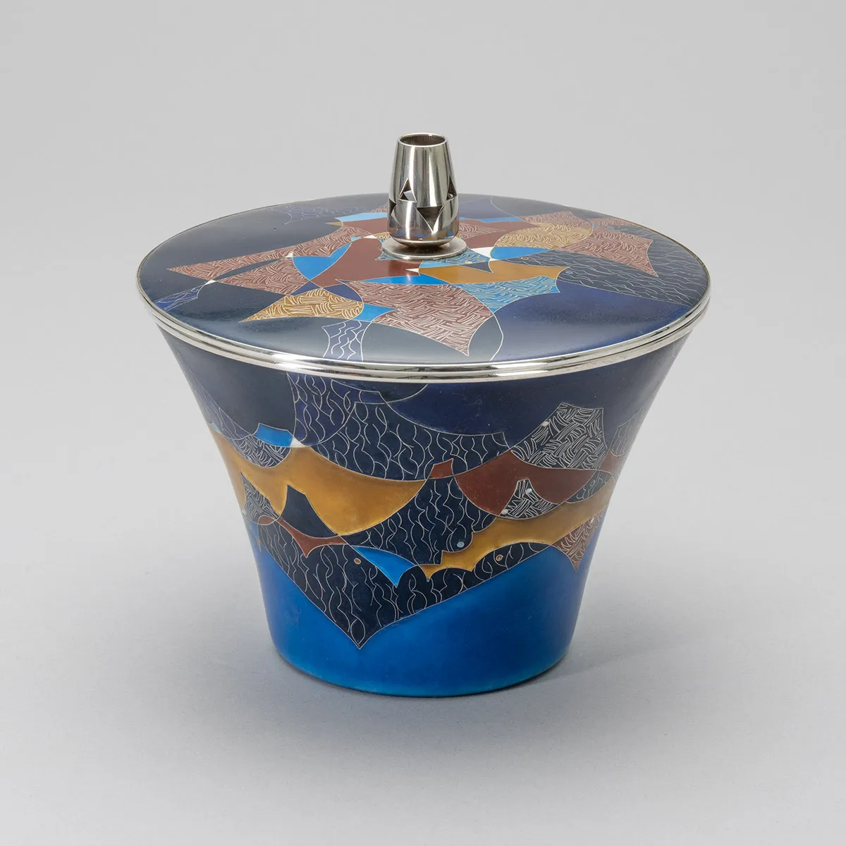 有線七宝水指「連景歌譜」