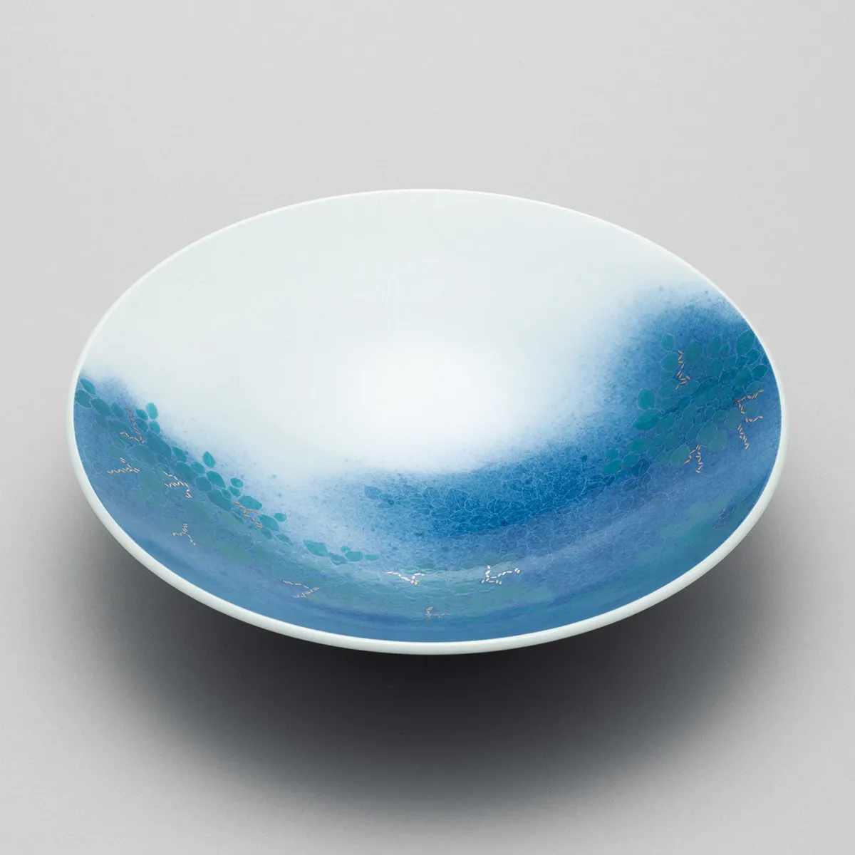 色絵雪花吹墨墨はじき萩文鉢